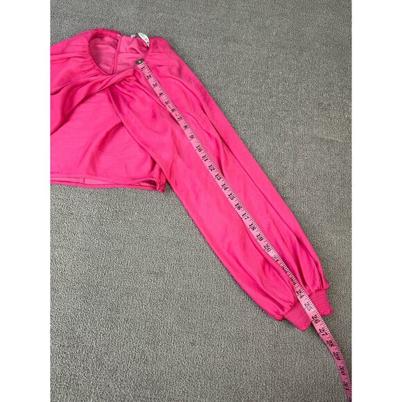 Zara Top Crop Balloon Statement Sleeve Hot Pink Bloggers Favorite Small - Picture 12 of 16